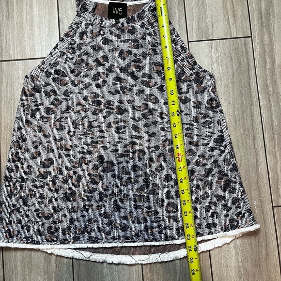 Anthropologie W5 halter tank swing top Sz L gray brown leopard print sleeveless - Picture 3 of 5